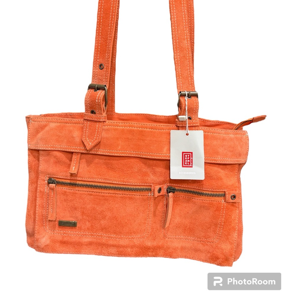 Stefanel orange leather suede bag, new with tag!